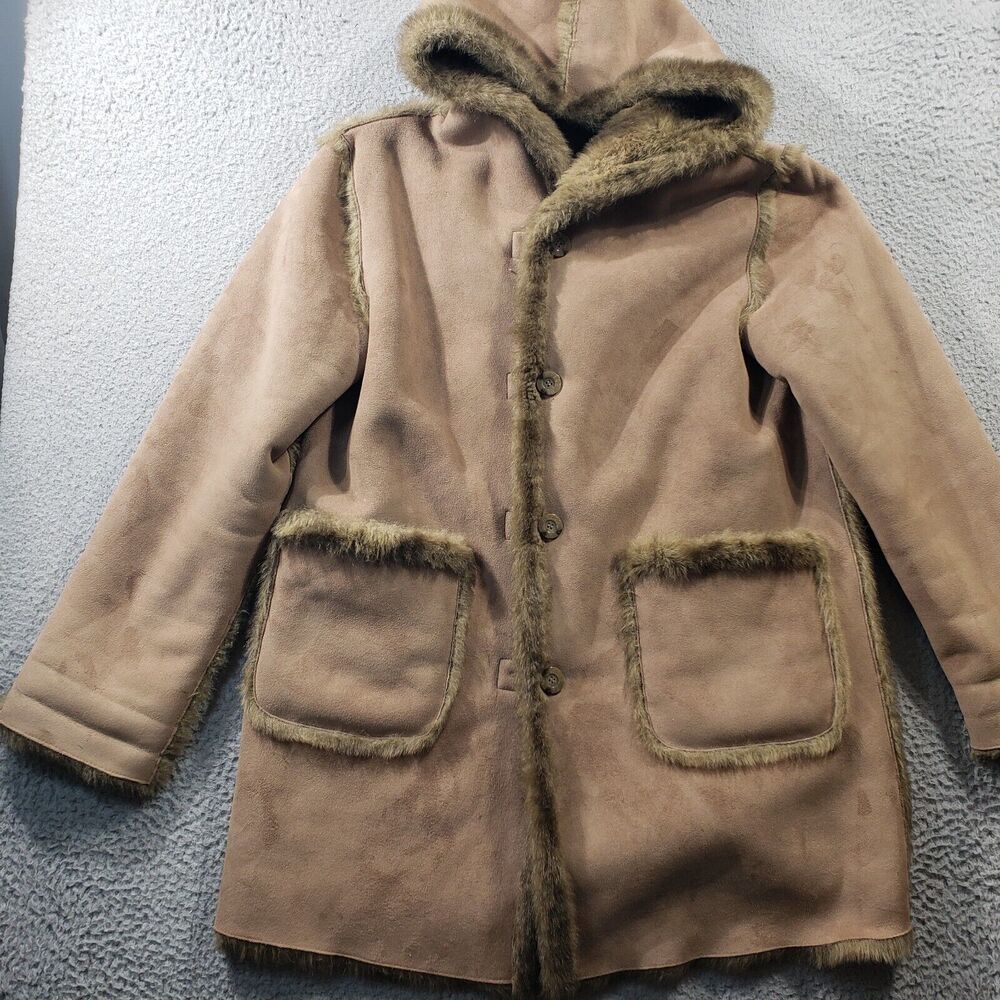 Dennis Basso Reversible Jacket Women's Medium Faux Fur Suede Button Up Coat - Picture 9 of 13